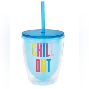 Slant color changing tumbler “chill out”-10 ounce w lid & straw-NWT